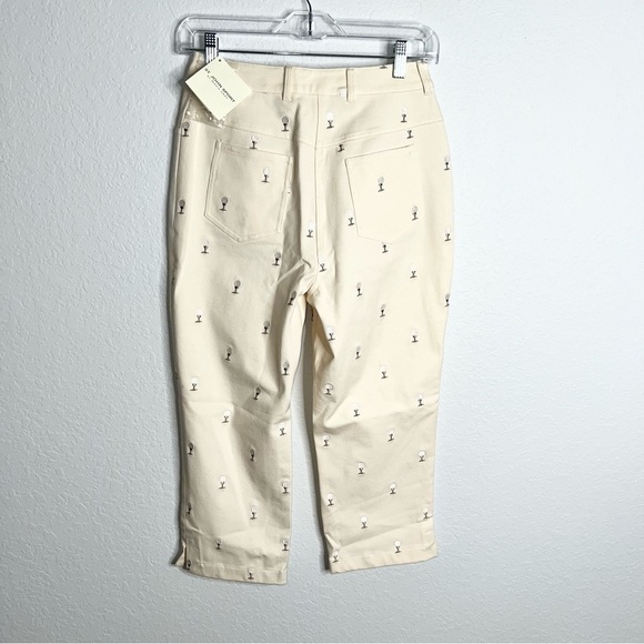 St. John Sport Pants Jeans Women Size 2 Straight Leg Golf Cream Crop C - Picture 4 of 12